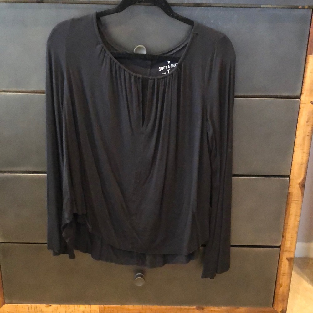 Black Bell Sleeve Top, Size L